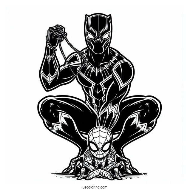 Black Panther And Spider Man Coloring Sheet
