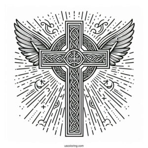 Celtic Cross With Beams From Heaven Coloring