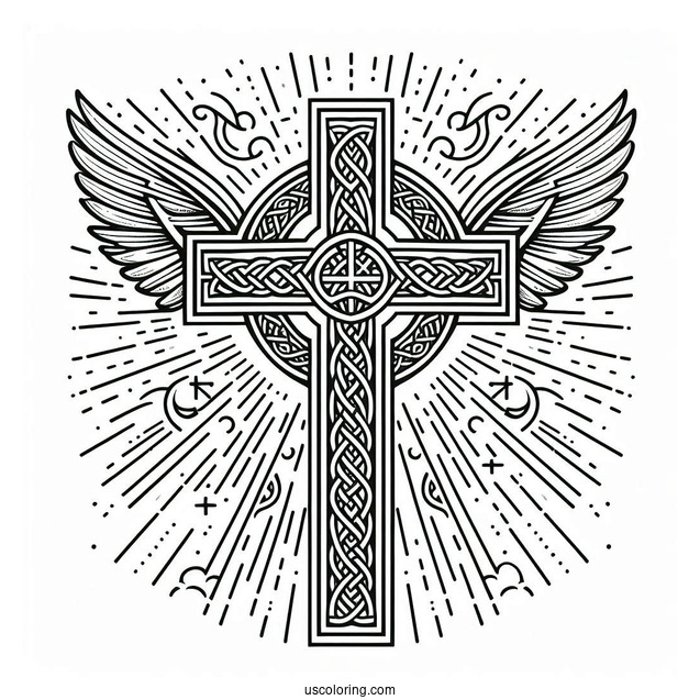 Celtic Cross With Beams From Heaven Coloring