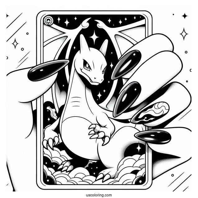 Dark Charizard Nail Flick Pokemon Card Coloring Page