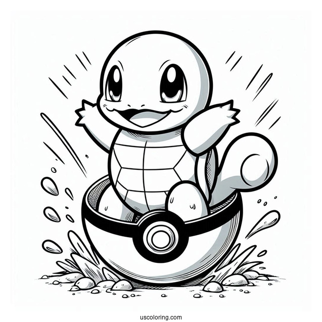 Squirtle Coloring Page Of Coming Out Of Pokeball