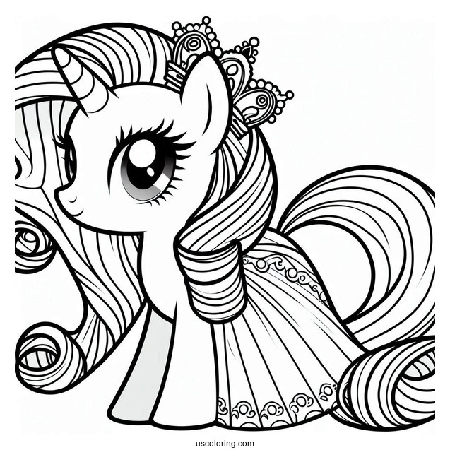 My Little Pony Rarity Wearing Crown and Dress