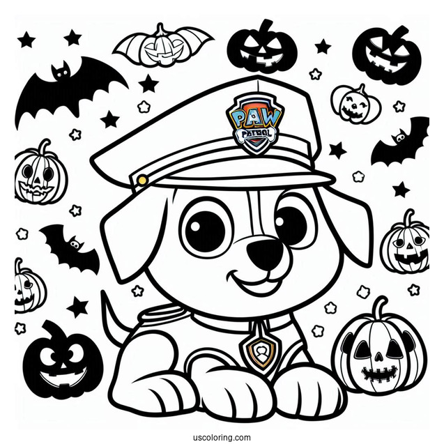 Paw Patrol Halloween Theme Coloring Page