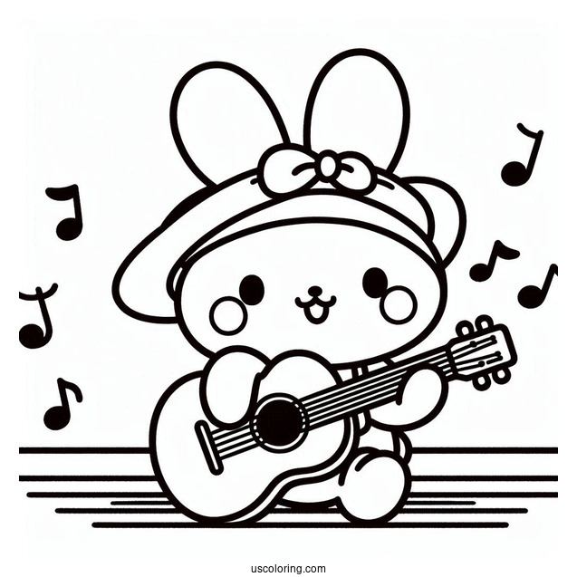 Pochacco Coloring Page Playing The Guitar For My Melody