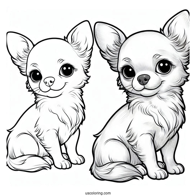 Cute Short Hair Chihuahua Coloring Page Sitting
