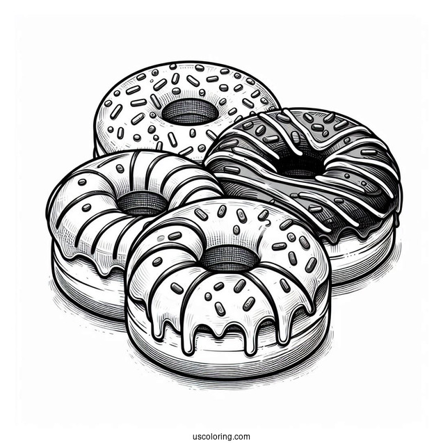 Three Donuts With Glazed, Chocolate and Sprinkles