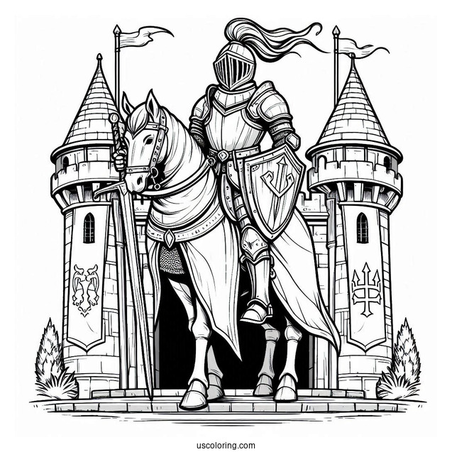 Detailed Knight Entering Castle