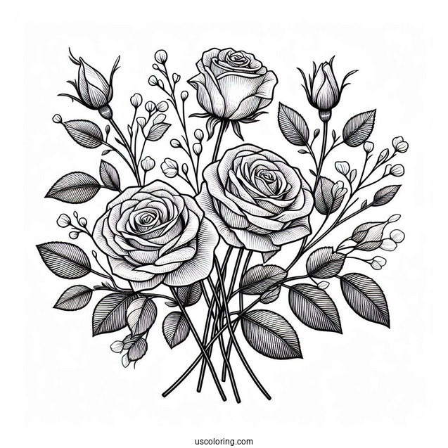 Bouquet Of Roses With Long Stems