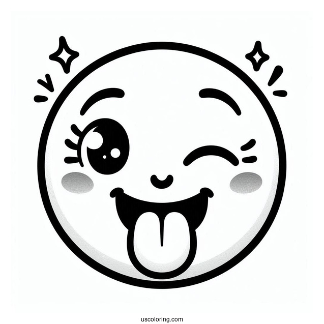 Winking Face With Tongue Emoji Coloring Page