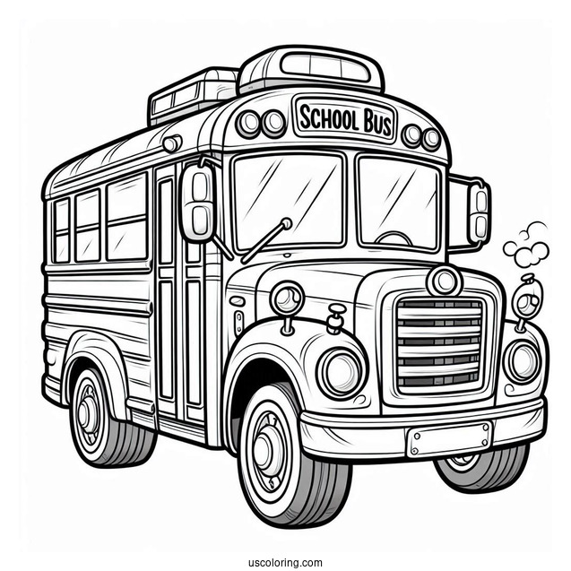 Small School Bus Coloring Page Outline For Preschoolers