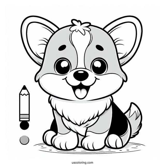 Cute Corgi Coloring Sheet For Preschoolers
