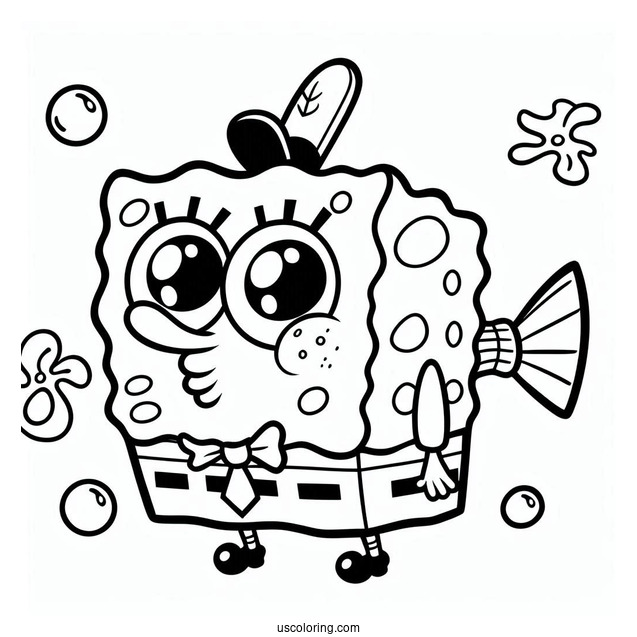 SpongeBob Coloring Page Of Simple Frank The Buff Fish For Preschoolers