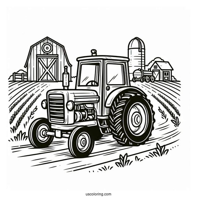 Farm Tractor To Color