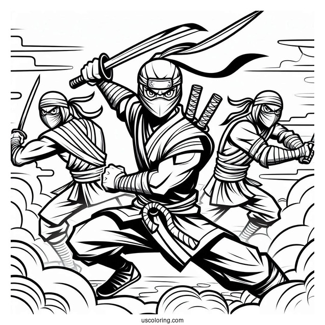 Ninja Legends Coloring In For Kids
