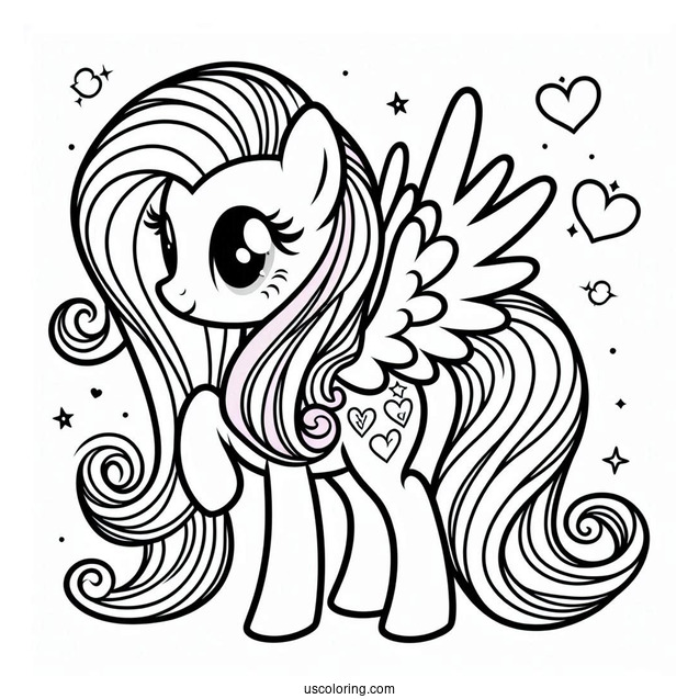 Easy Fluttershy Pony With Hearts and Stars