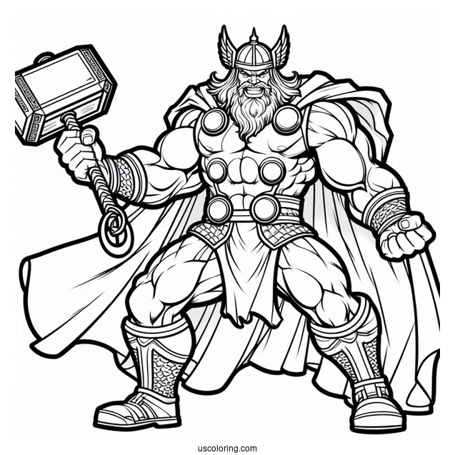 Hulk Coloring Page Attacking Thor For Kids
