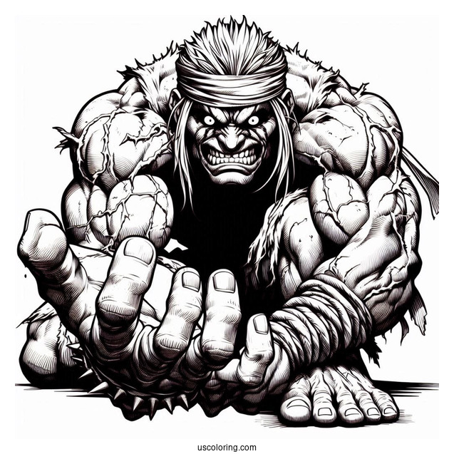 Scary Street Fighter Coloring Page Of Akuma