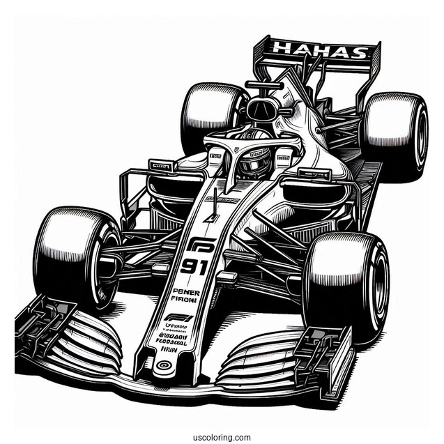 F1 Coloring Page Haas VF 22 Race Car