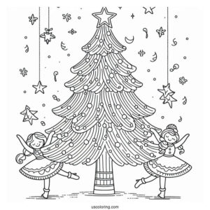 Dancing Christmas Tree Coloring Sheet