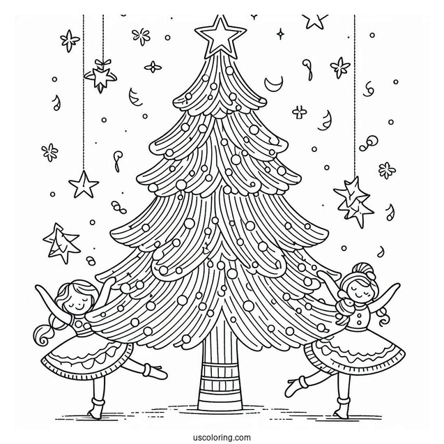 Dancing Christmas Tree Coloring Sheet