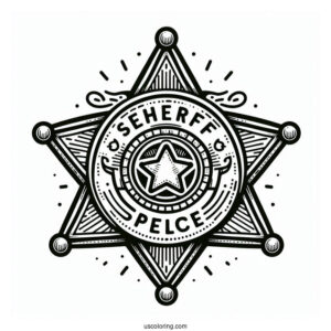 Sheriff Badge Coloring Sheet For Kids