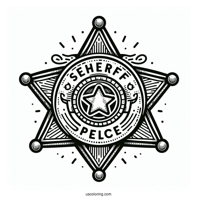Sheriff Badge Coloring Sheet For Kids