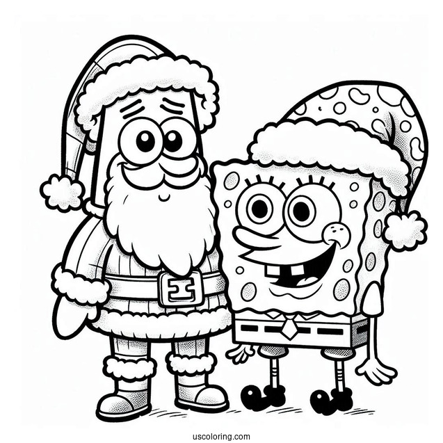 SpongeBob And Patrik Dressed Up As Santa For Christmas
