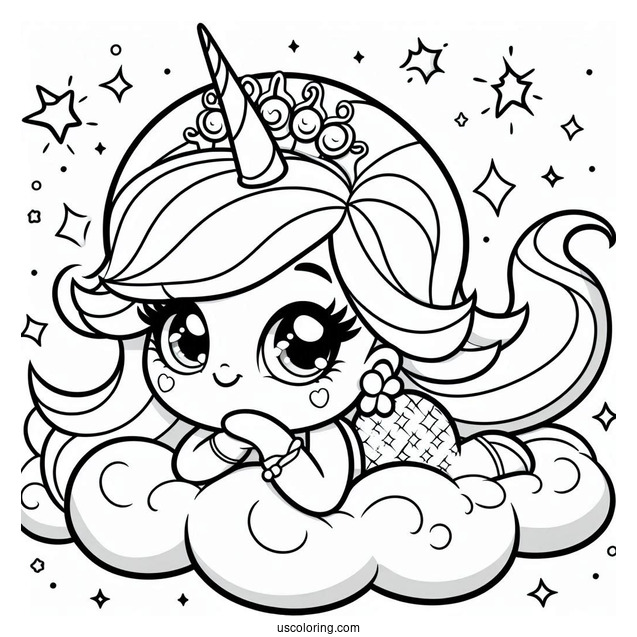 Cute Shimmer And Shine Coloring Page Resting On A Cloud For Preschoolers