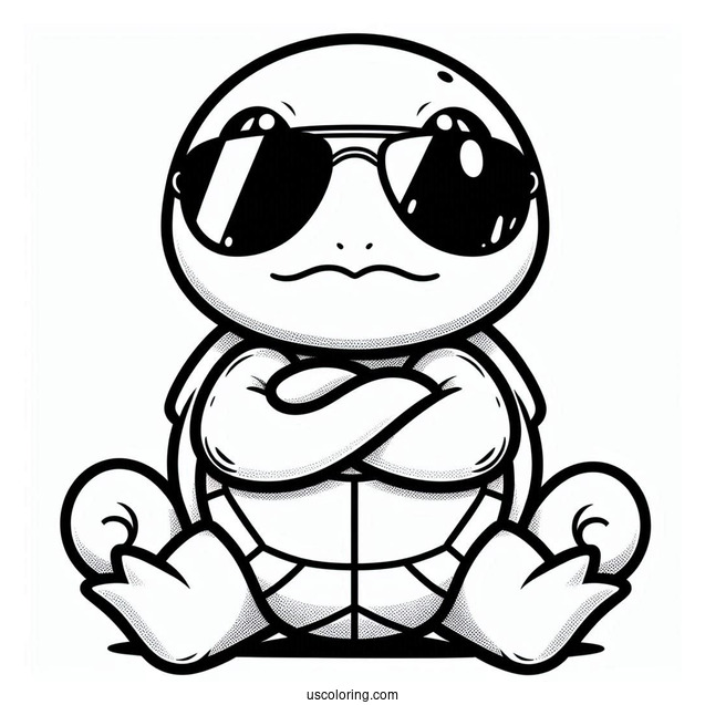 Cool Squirtle Coloring Page Of Squad Member With Arms Crossed