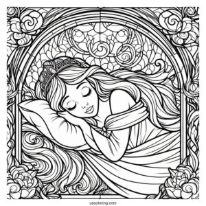 Sleeping Beauty Coloring Page Of Aurora Stained Glass