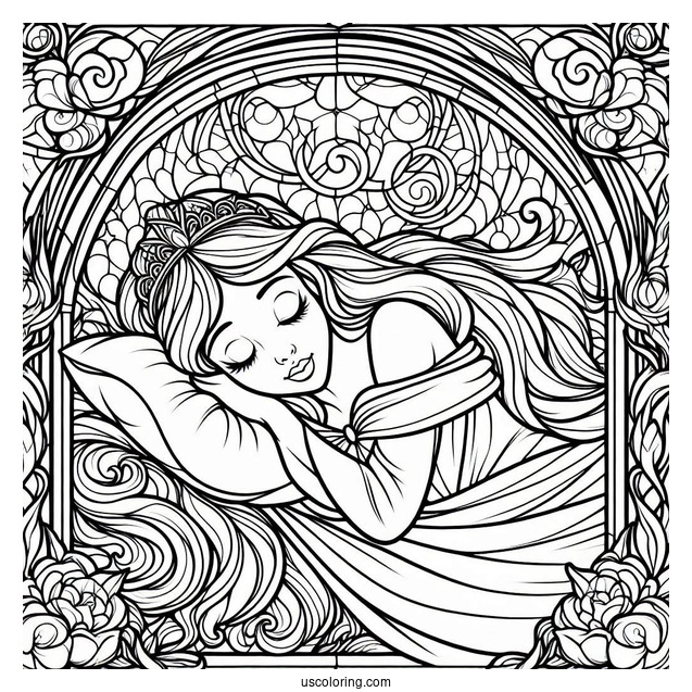 Sleeping Beauty Coloring Page Of Aurora Stained Glass