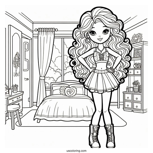 Polly Pocket Coloring Page Of Shani Smith Standing In Bedroom For Kids