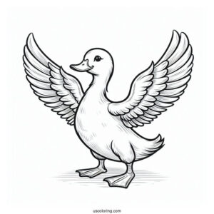 Duck With Wings Open Ready To Fly