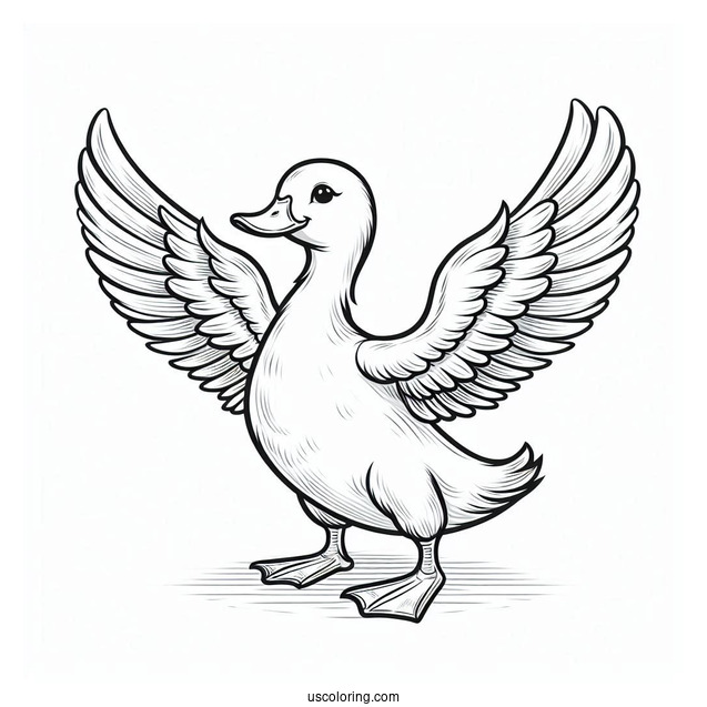 Duck With Wings Open Ready To Fly