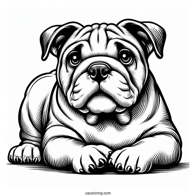 Bulldog In Play Bow Pose