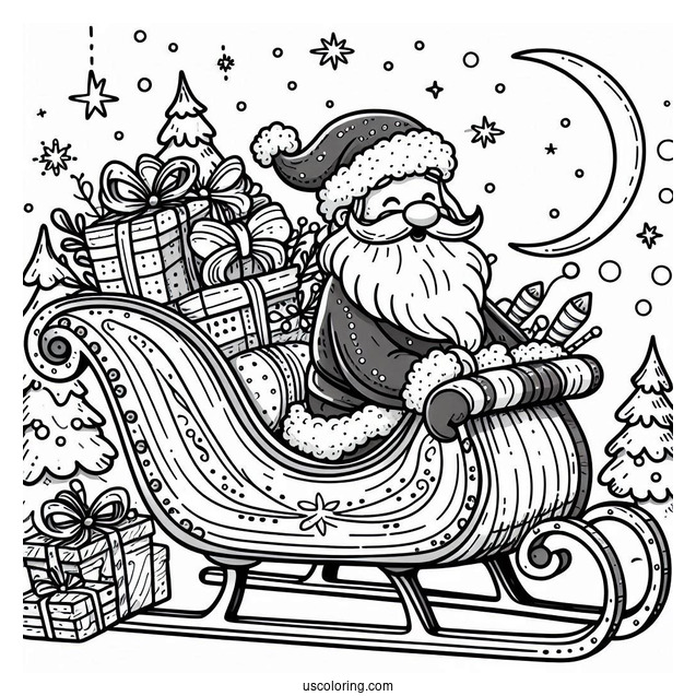Santa_s Sleigh To Color
