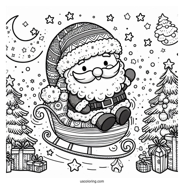 Happy Holidays With Santa To Color