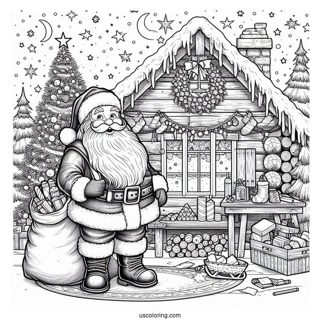 Realistic Santa_s Workshop To Color