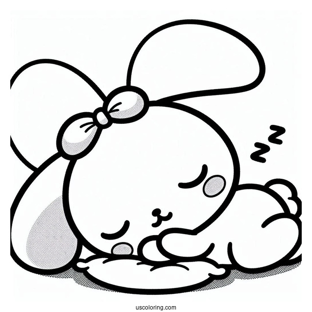 Easy Pochacco Coloring Page Sleeping