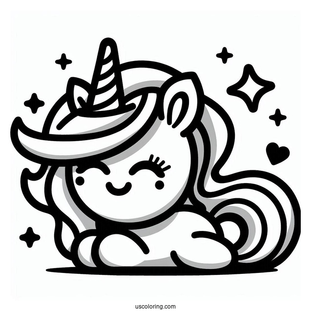 Easy Unicorn Emoji Coloring Page
