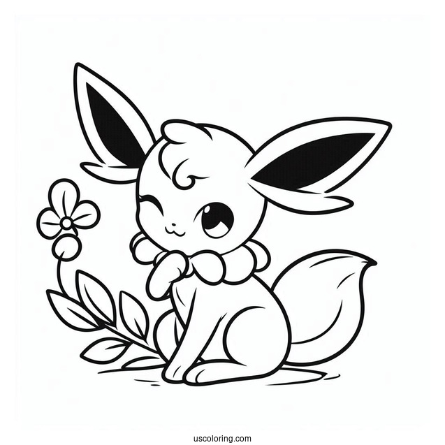 Coloring Page Of Cute Espeon For Kids
