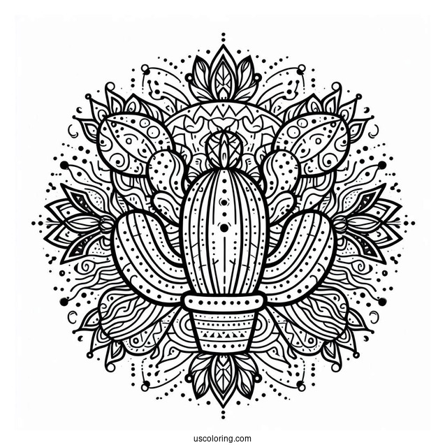 Abstract Cactus Mandala