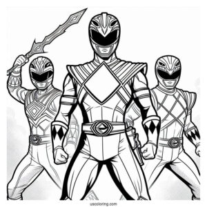 Easy Power Rangers Outline Coloring In For Kids