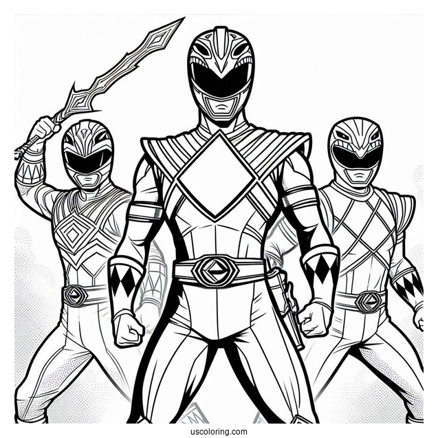 Easy Power Rangers Outline Coloring In For Kids