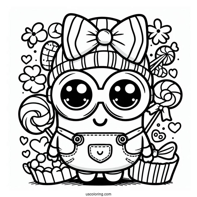 Cute Kawaii Themed Minion To Color