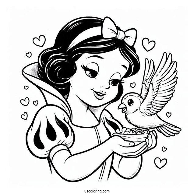 Snow White Holding a Baby Bird