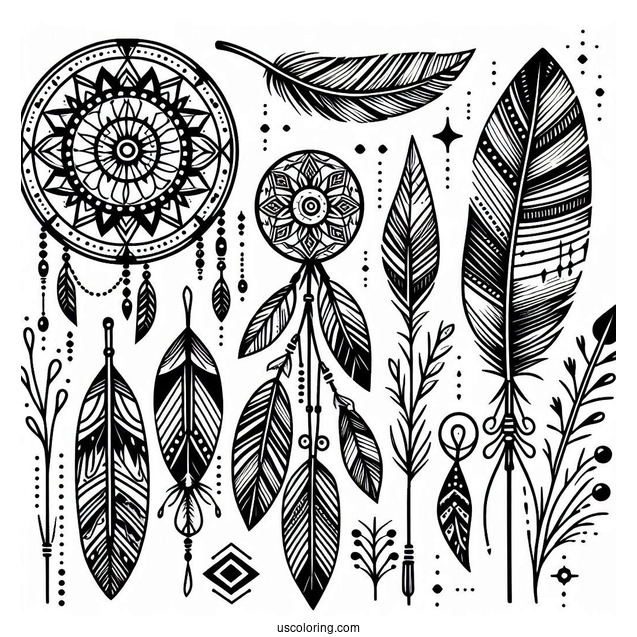 Native American Coloring Page Tribal Print