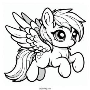 Cartoon Chibi Pegasus Coloring Page For Kids