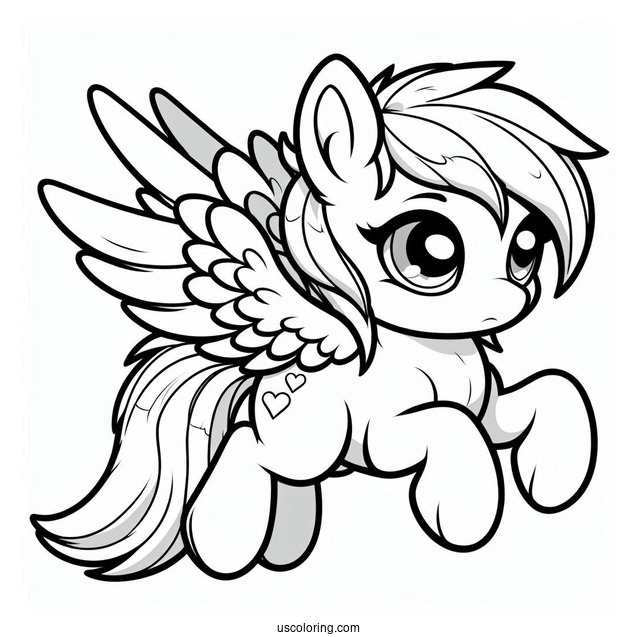Cartoon Chibi Pegasus Coloring Page For Kids