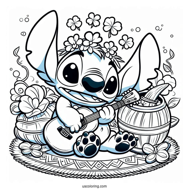 Lilo And Stitch Themed St Patrick_s Day Coloring Sheet